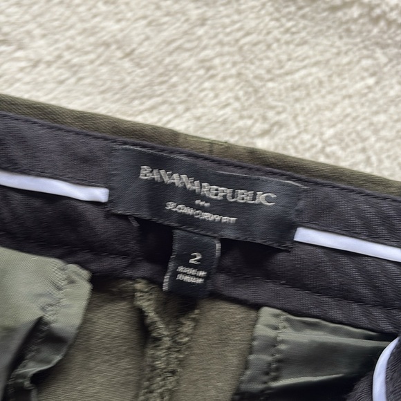 Banana Republic Dark Olive Green Stretch Pants | Classic Straight Leg Trousers - Picture 4 of 6